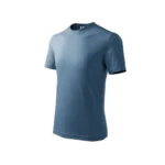Tricou copii personalizat denim iRealPrint – vedere laterală, material moale din bumbac, nuanță albastru denim, potrivit pentru imprimeuri contrastante.