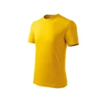 Tricou copii personalizat galben iRealPrint – vedere laterală, croială clasică unisex, culoare galben intens, material bumbac premium, iluminare uniformă.