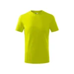 Tricou copii personalizat lime, vedere față simplă, bumbac respirabil pregătit pentru imprimare prin transfer termic iRealPrint – culoare vibrantă, energică și vizibilă