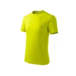 Tricou copii personalizat lime, vedere laterală, bumbac ușor și respirabil, pregătit pentru imprimare prin transfer termic iRealPrint – culoare explozivă, vizibilă și expresivă