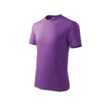 Tricou copii personalizat mov, vedere laterală, material bumbac moale, pregătit pentru imprimare prin transfer termic iRealPrint – expresiv, elegant și potrivit pentru mesaje vizibile