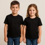 Tricouri copii negre personalizate – grup simplu, unisex, bumbac de calitate, fundal perfect pentru mesaje vizibile și designuri puternice