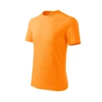 Tricou copii personalizat orange, vedere laterală față, bumbac natural, culoare vibrantă pentru energie și activități zilnice.