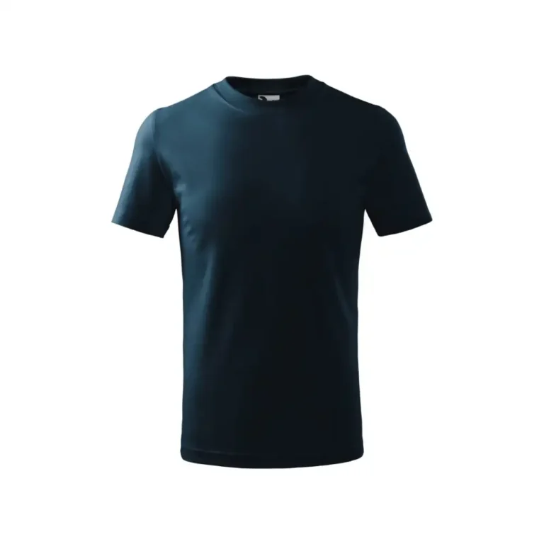 tricou copii personalizat albastru nocturn – vedere față, model simplu din bumbac premium, fundal perfect pentru personalizare