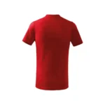Tricou copii personalizat roșu, vedere spate simplă, material bumbac premium, fundal alb, produs iRealPrint.