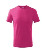 Tricou copii personalizat roz zmeură, vedere față, croială clasică din bumbac moale, fundal alb