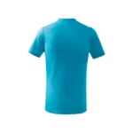 Tricou copii personalizat turcoaz, vedere spate, croială clasică din bumbac moale, fundal alb