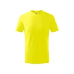 Tricou copii personalizat galben lămâie iRealPrint – vedere frontală, material bumbac premium, croială unisex, culoare galben deschis strălucitor, fundal alb curat.