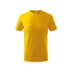 Tricou copii personalizat galben iRealPrint – vedere frontală, material bumbac 100% fin, culoare galben intens, croială unisex, fundal alb curat.