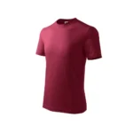Tricou copii personalizat garnet iRealPrint – băiat și fată purtând mesaje Sunt eroul tău și Sunt supereroina ta, culoare roșu închis elegant, fundal natural verde, contrast premium și personalizare expresivă.