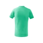 Tricou copii personalizat verde mentă, vedere spate, material bumbac moale și rezistent, fundal alb