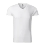Tricou bărbați alb cu anchior în V vedere față, model simplu ideal pentru personalizare logo sau text
