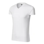 Tricou alb bărbătesc cu anchior în V vedere laterală, croială premium și linie masculină elegantă