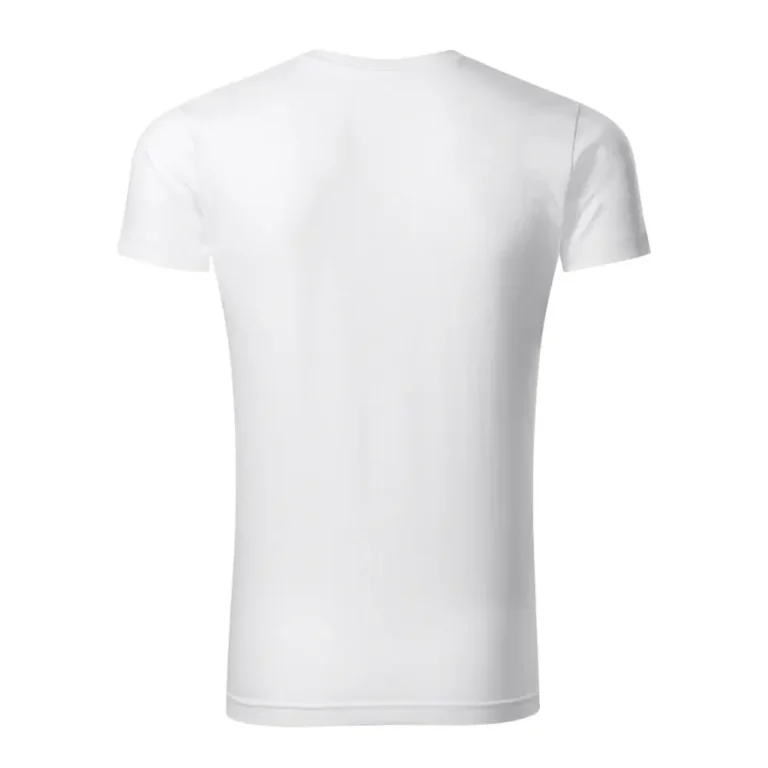 Tricou bărbați alb cu anchior în V vedere față, model simplu ideal pentru personalizare logo sau text