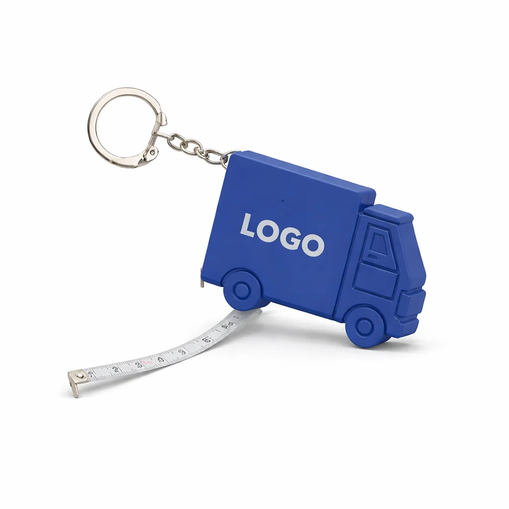 breloc-camion-personalizat-albastru-produs-studio-ruleta Breloc camion personalizat albastru cu ruletă de 1 metru, vedere produs studio, obiect promoțional pentru firme de transport și logistică