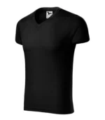 Perspectiva laterala tricou barbati negru cu anchior in V, linie masculina structurata si aspect premium echilibrat