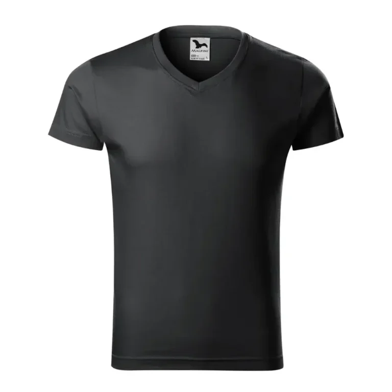 Tricou bărbați cu anchior în V ebony gray, vedere frontală, design minimalist și eleganță întunecată