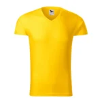 Tricou barbati galben cu anchior in V prezentat pe fundal neutru, culoare intensa si linie masculina clara