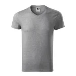 Tricou barbati gri inchis cu anchior in V, vedere fata, linie curata si baza ideala pentru personalizare echilibrata