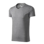 Perspectiva laterala tricou barbati gri inchis cu anchior in V, croiala masculina si proportii armonioase