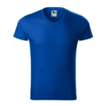 Tricou bărbați cu anchior în V personalizat albastru regal, vedere frontală, croială masculină elegantă și culoare intensă cu impact vizual puternic