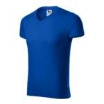 Tricou bărbătesc albastru regal cu anchior în V, perspectivă laterală, croială modernă și aspect rafinat pentru outfit smart casual