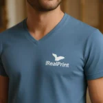 Tricou personalizat cu anchior în V bărbați denim - imagine 7