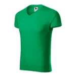 Vedere spate tricou barbati verde mediu cu anchior in V, linie curata si constructie masculina premium
