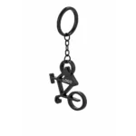 Breloc desfăcător de sticle în formă de bicicletă personalizat negru, accesoriu metalic premium din aluminiu cu design elegant și gravură laser