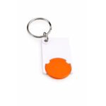 Breloc dreptunghiular cu FISĂ de cumpărături personalizat portocaliu, accesoriu promoțional din plastic rezistent cu logo vizibil și design compact pentru utilizare zilnică