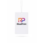 Odorizant auto dreptunghic personalizat cu logo, prezentare produs pe fundal alb si design clar, aspect profesional