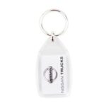 Breloc dreptunghiular transparent cu insert foto personalizat față-verso, prezentare produs principal pe fundal neutru pentru e-commerce