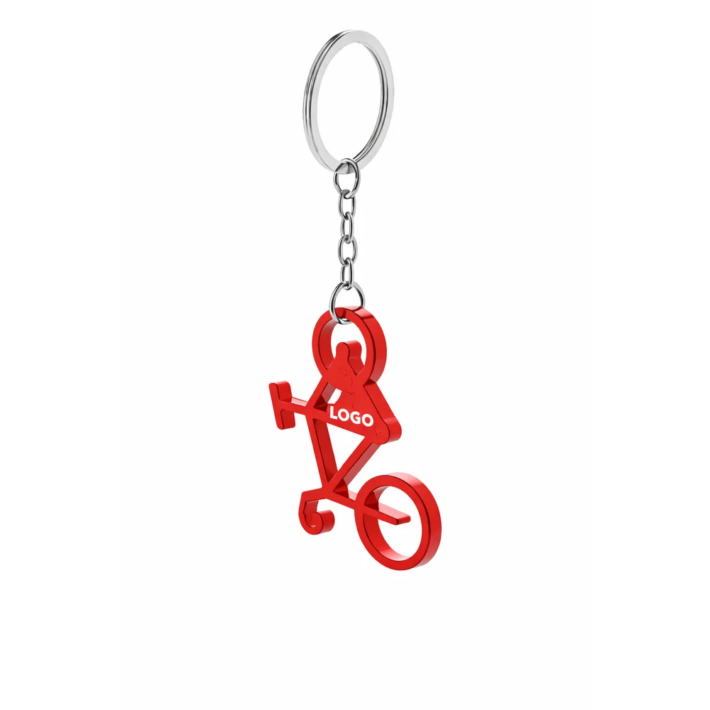 breloc-desfacator-sticle-bicicleta-personalizat-rosu-lifestyle-chei-auto-logo Breloc desfăcător de sticle în formă de bicicletă roșie personalizat, prins la chei în context auto, accesoriu promoțional cu impact vizual puternic