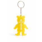 breloc reflectorizant personalizat galben în formă de animal cu logo, accesoriu promoțional pentru siguranță rutieră și vizibilitate maximă
