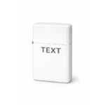 Brichetă tip Zippo personalizată cu text gravat, vedere frontală pe fundal neutru, ideală pentru mesaj personal, nume sau dată – cadou premium elegant și memorabil.