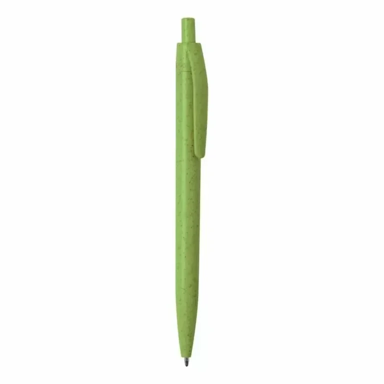 Pix sustenabil din paie de grâu personalizat verde prezentat individual pe fundal neutru, obiect promoțional eco pentru branding responsabil și campanii de marketing sustenabil.