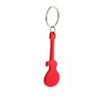 Breloc desfăcător de sticle în formă de chitară personalizat roșu din aluminiu, accesoriu promoțional metalic cu design expresiv și finisaj lucios