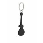 Breloc desfăcător de sticle în formă de chitară personalizat negru, accesoriu din aluminiu mat cu design modern și aspect premium pentru branding elegant