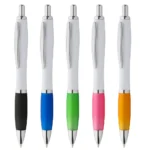 Gama pixuri promoționale Elipse White cu accente colorate, inclusiv modelul cu grip negru pentru branding corporate și personalizare cu logo