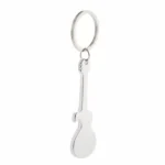 Breloc desfăcător de sticle în formă de chitară personalizat argintiu, accesoriu promoțional din aluminiu cu finisaj metalic și design versatil pentru branding