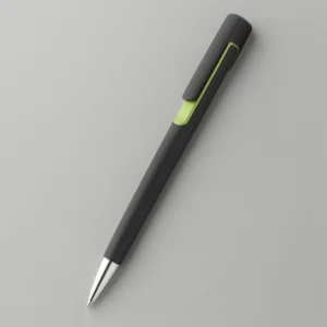 Pix plastic personalizat Nuba Black verde prezentat pe fundal alb, pix promoțional modern pentru branding profesional și personalizare cu logo
