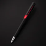 Pix plastic personalizat Nuba Black roșu prezentat pe fundal închis, pix promoțional modern pentru branding corporate și personalizare cu logo