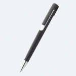 Pix plastic personalizat Nuba Black argintiu prezentat pe fundal alb, pix promoțional elegant pentru branding corporate și personalizare profesională cu logo