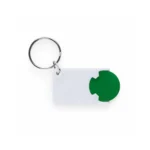 Breloc cu fisă de cumpărături personalizat verde din plastic, cu inel metalic pentru chei, accesoriu promoțional practic pentru branding zilnic