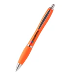 Pix plastic personalizat Elipse portocaliu prezentat din unghi pe fundal neutru, pix promoțional color pentru branding vizibil și personalizare cu logo companie