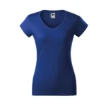 Tricou damă denim cu anchior în V prezentat frontal pe fundal neutru, croială feminină modernă și suprafață ideală pentru personalizare