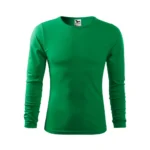Bluză bărbați personalizată verde mediu cu mânecă lungă din bumbac premium, design simplu și material confortabil ideal pentru personalizare