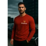 Bluză bărbați personalizată roșie cu mânecă lungă din bumbac premium, design modern și material confortabil ideal pentru personalizare profesională