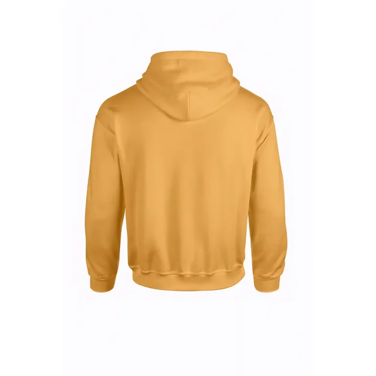 Hanorac personalizat bărbați old gold văzut din spate, prezentare produs pe fundal neutru evidențiind croiala și culoarea elegantă