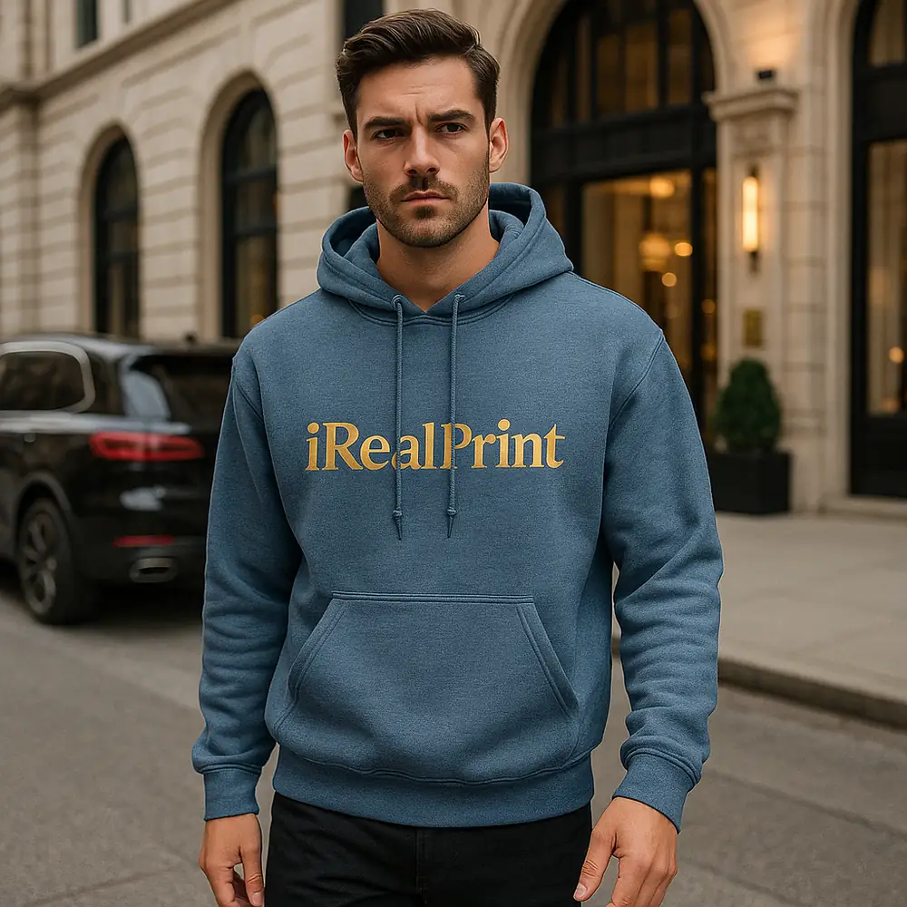 hanorac-barbati-personalizat-indigo-bumbac-premium-gluga-buzunar-irealprint buzunar-irealprint Hanorac bărbați personalizat indigo din bumbac premium cu glugă, buzunar frontal și logo iRealPrint pentru stil urban modern